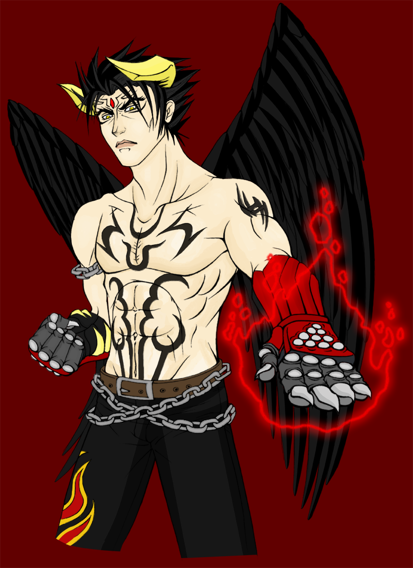 CBX Devil Jin - Colored
This picture was drawn for me by [url=http://coolbluex.deviantart.com]CoolBlueX[/url]. She has been nice enough to give me permission to color it, so here it is.

Ta-da! I like it, at least right now I do. Sometimes I'm fickle after getting some sleep and looking at things the next day. Here's hoping that doesn't happen.

Again, lineart by [url=http://coolbluex.deviantart.com]CoolBlueX[/url]
Coloring by me.

