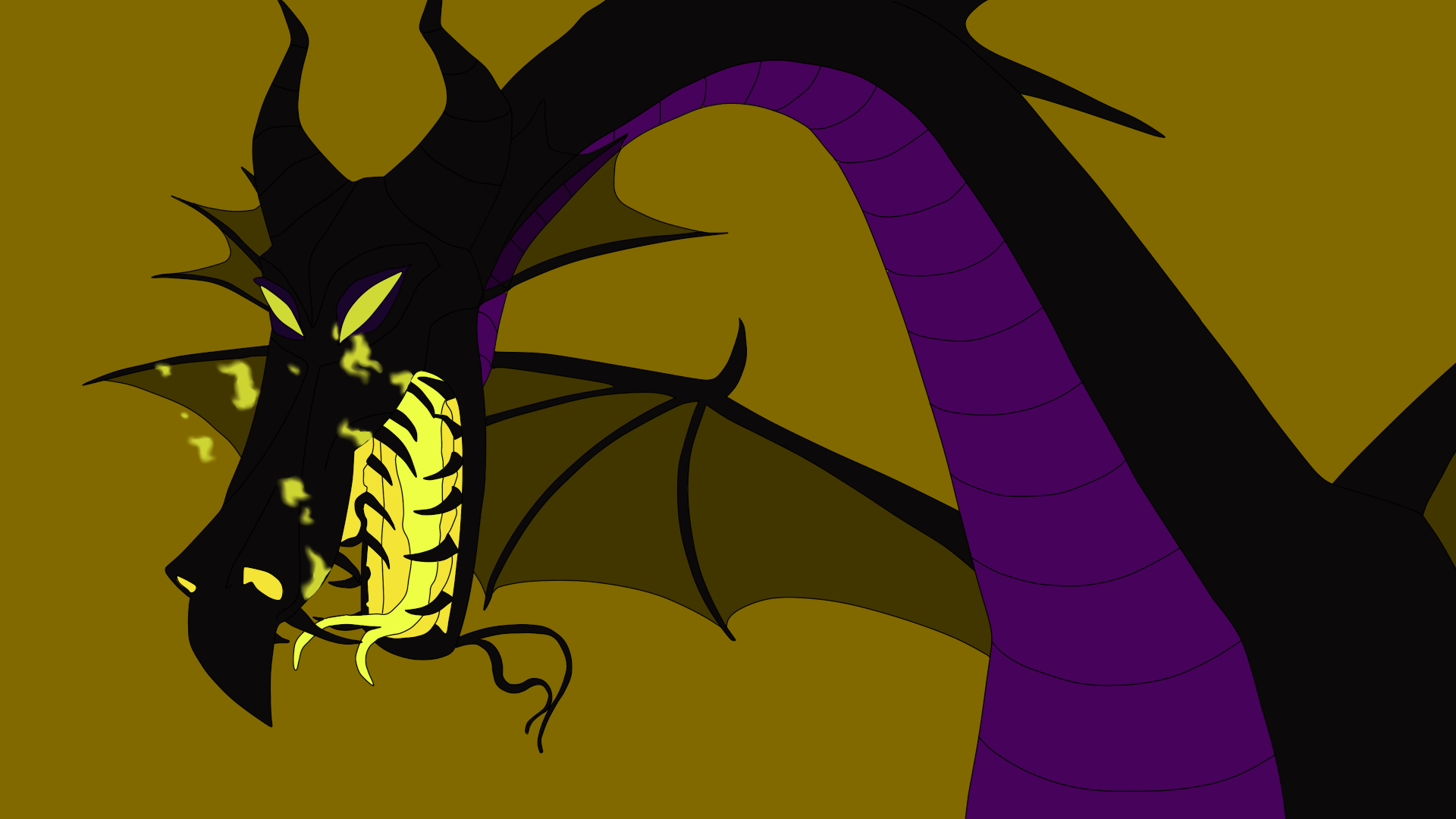 Dragon Maleficent from the Disney movie Sleeping Beauty.

Traced and colored in Paint Tool SAI.
