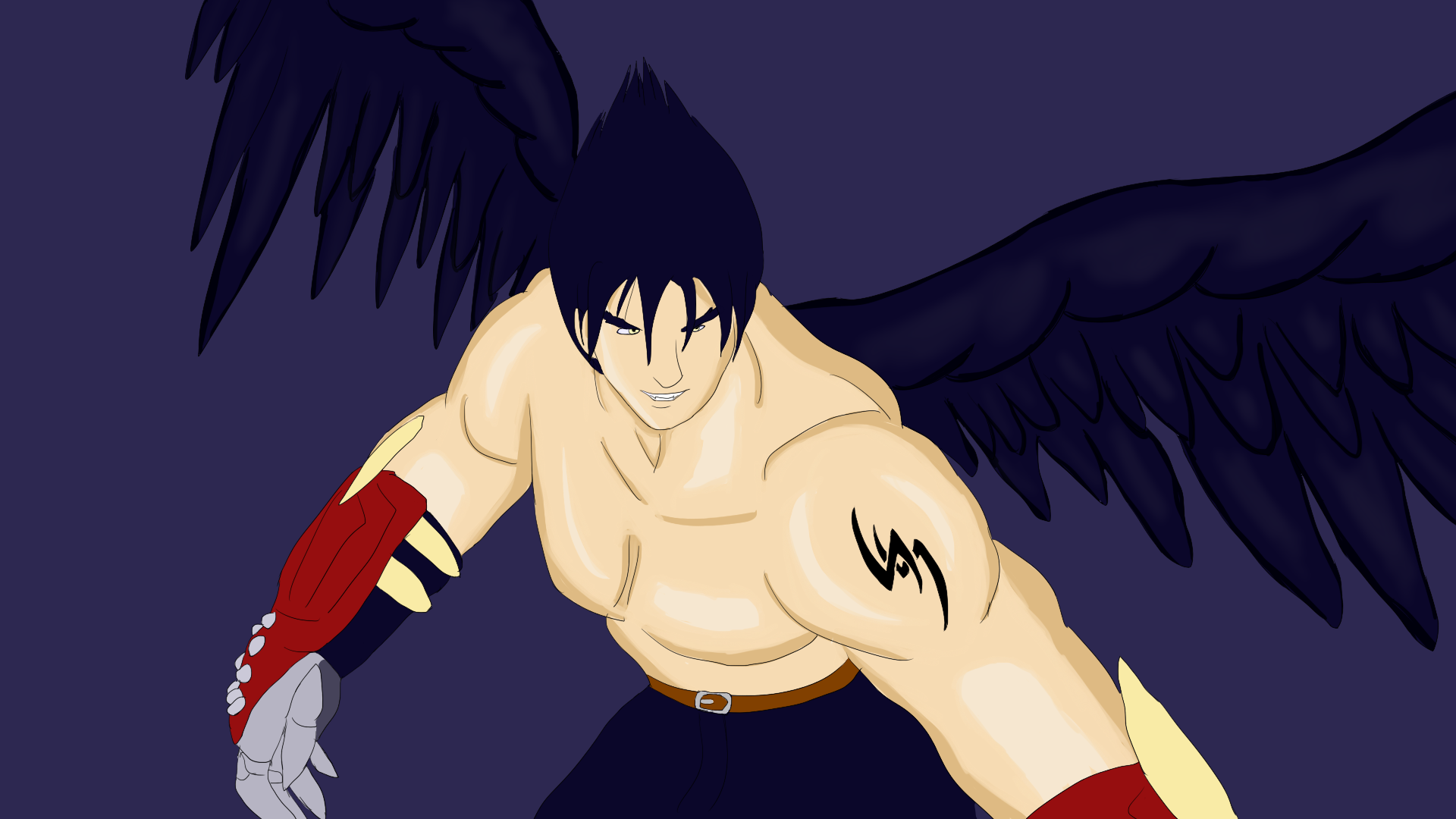 Pose is traced from a Tekken Blood Vengeance screenshot. Updates were made to make the character look more like his Tekken 5 version rather than the movie version. This draft is unfinished shading.
