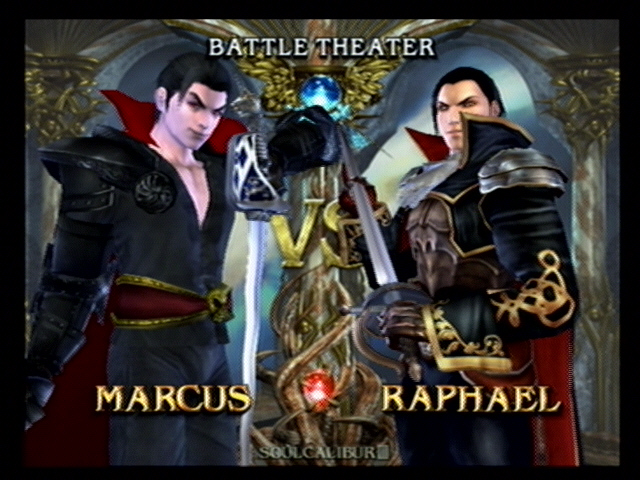 Marcus vs. Raphael
My custom vampire guy versus my custom-colored Raphael.
