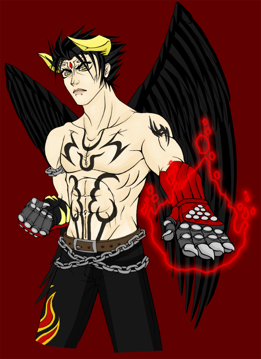 CBX Devil Jin - Colored
This picture was drawn for me by [url=http://coolbluex.deviantart.com]CoolBlueX[/url]. She has been nice enough to give me permission to color it, so here it is.

Ta-da! I like it, at least right now I do. Sometimes I'm fickle after getting some sleep and looking at things the next day. Here's hoping that doesn't happen.

Again, lineart by [url=http://coolbluex.deviantart.com]CoolBlueX[/url]
Coloring by me.
