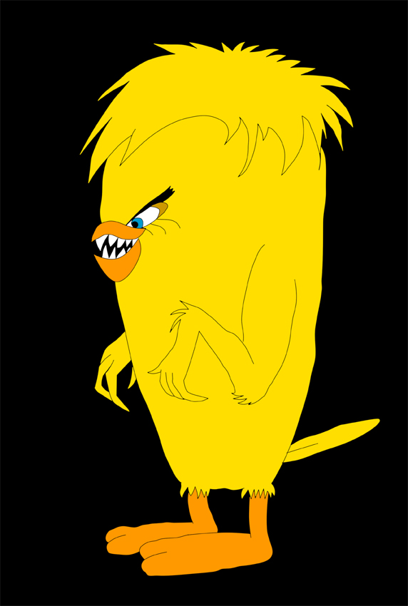 Tweety Hyde
I love the episodes of Looney Tunes that involve the Hyde formula, including "Hyde and Go Tweet."

So, here's Tweety Hyde, drawn with pencil and paper, retraced and colored in Photoshop. 

And I added fangs and slightly sharper fingers because I wanted to, haha!
